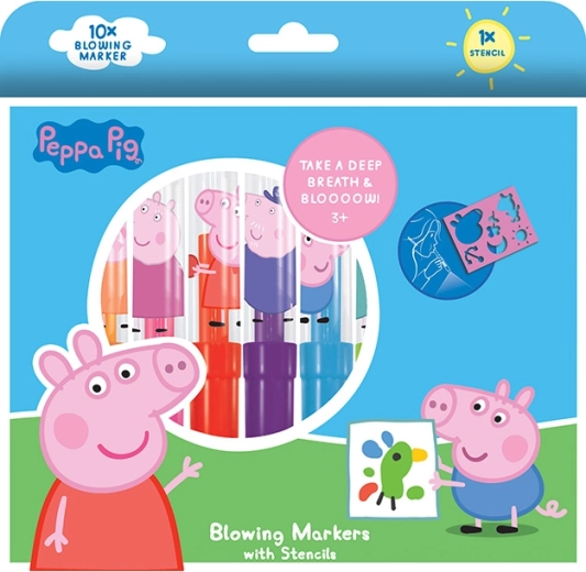 Rotuladores sopladores Peppa Pig 10+1 con plantilla