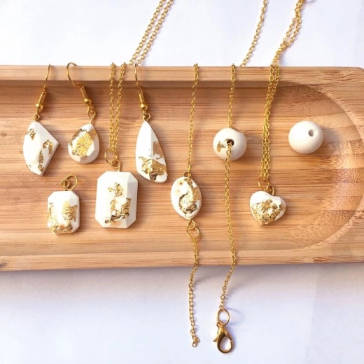 Sycomore set creativo para joyería de cemento y lámina dorada