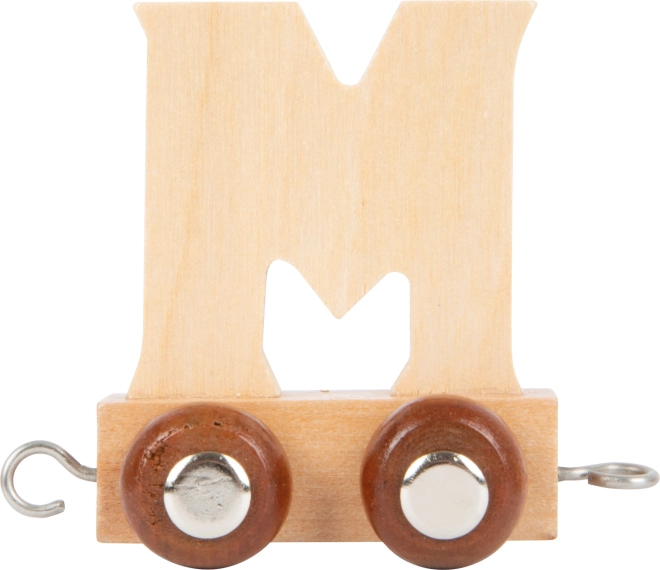 Vagón de madera con la letra M para vías de tren small foot
