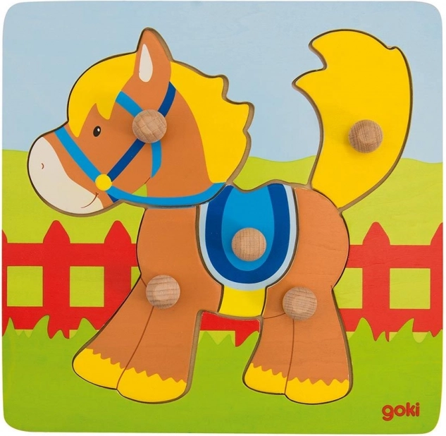 Goki rompecabezas de madera encajable caballito, 5 piezas