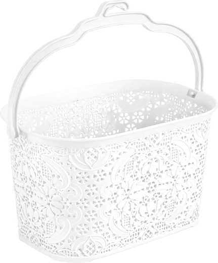 Cesta colgante para pinzas 22 × 14,5 × 13,5 cm, plástico blanco