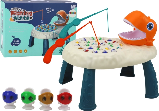 Juego de destreza de pesca de pececitos – mesa de dinosaurio, naranja