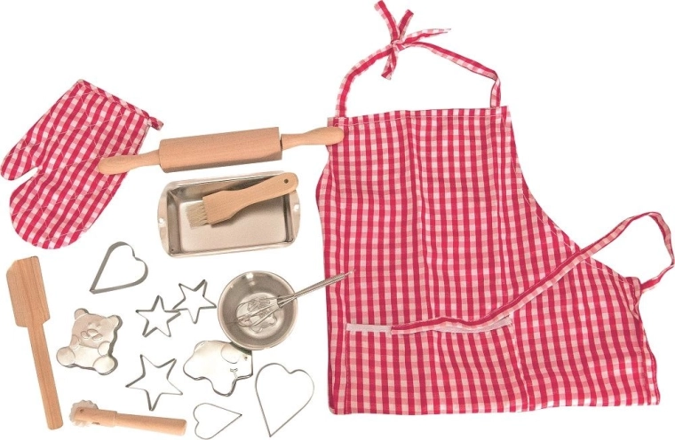 Set de cocina para hornear Woody con moldes y delantal