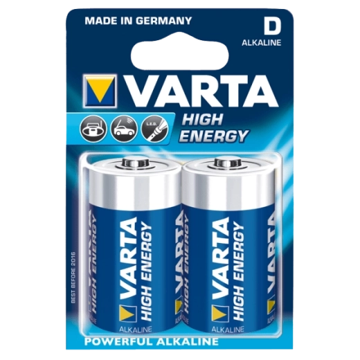 Pilas alcalinas D 1,5 V Varta High Energy, 2 uds