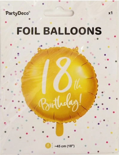 Globo de foil número 18 dorado 45 cm