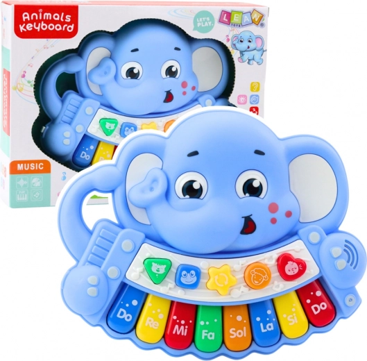 Pianito interactivo Słonik azul – Melodías, escalas, sonidos de animales