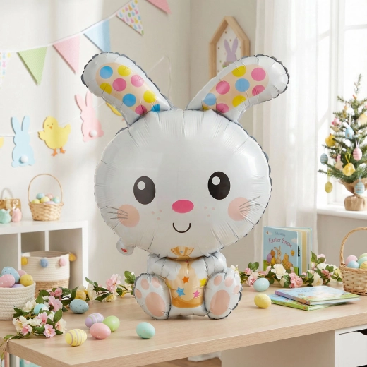Globo de lámina de Pascua con forma de conejo, 78 cm