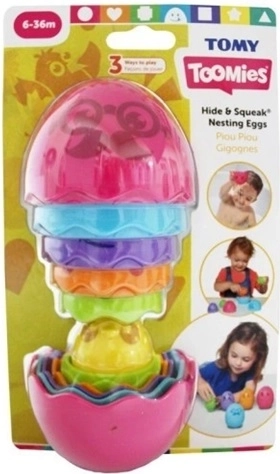 TOMY Toomies huevos matrioshka Hide and Squeak rosa