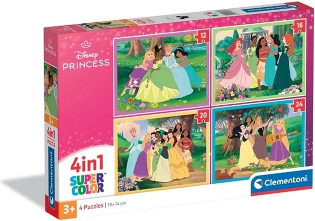 Clementoni SuperKolor Puzzle 4 en 1 Disney Princess