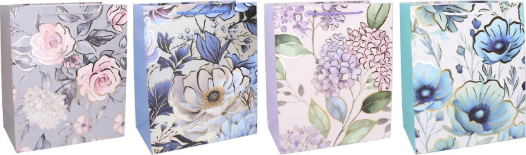 Bolsa de regalo de papel L 30 × 40 × 12 cm – diseño floral