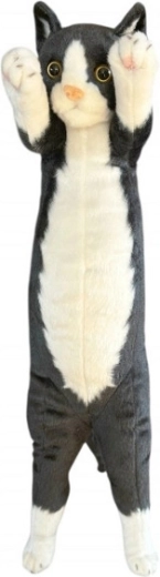 Gato de peluche de pie 55 cm negro‑blanco