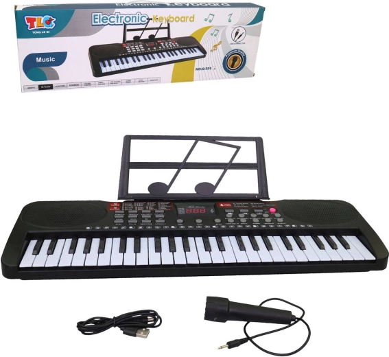 Piano electrónico infantil MaDe con micrófono, 49 teclas