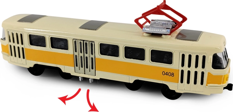 Tranvía retro metálico T3 amarillo de 16 cm