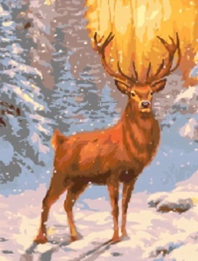 Pintura de diamantes – ciervo en un bosque nevado 30 × 40 cm