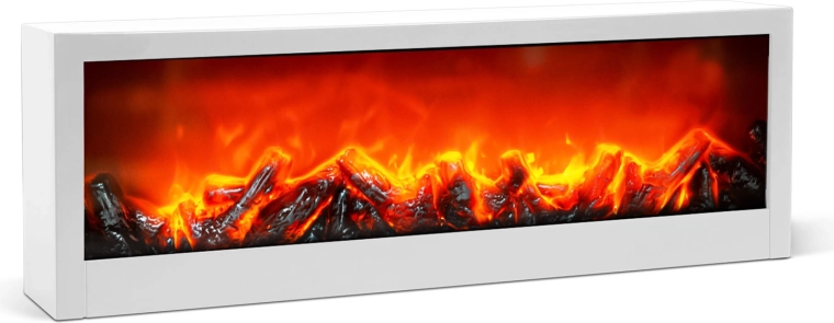 Chimenea decorativa con llama LED blanca, a pilas o USB, 60 × 10 × 20 cm