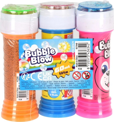 Pompas de jabón 60 ml – mezcla de colores, set de 3 uds.