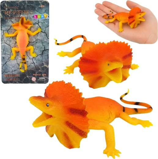 Figura realista de goma estirable de lagarto de collar 19 cm