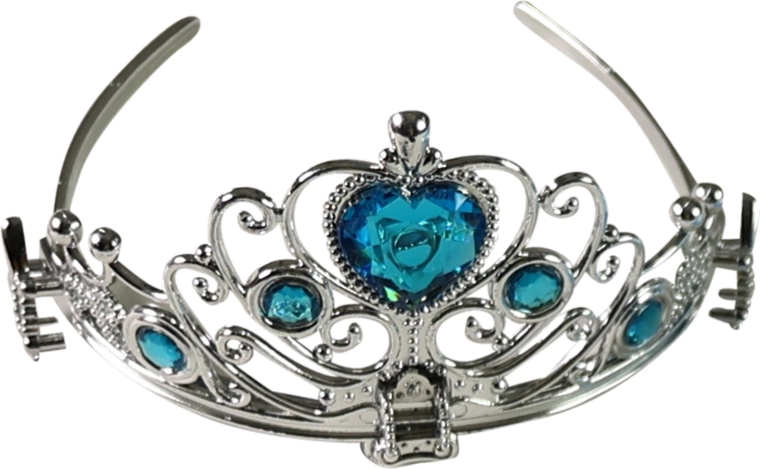 Tiara plateada con piedrecitas azules