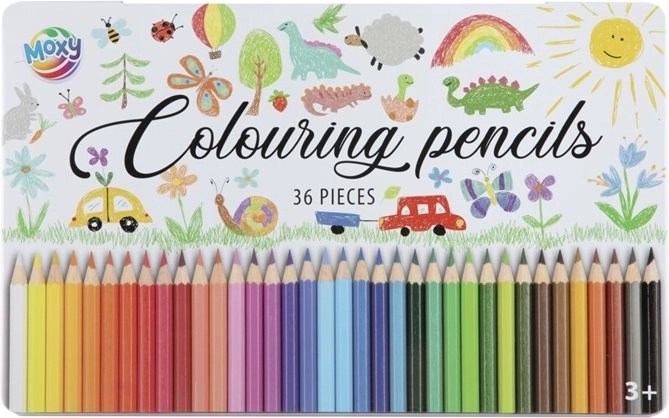 Lápices de colores MOXY en caja metálica 36 uds