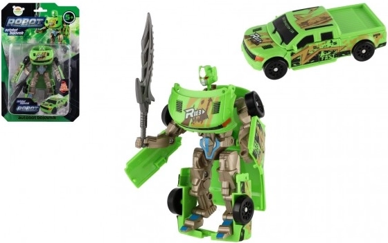 Coche transformable en robot 14 cm – modelo de plástico verde