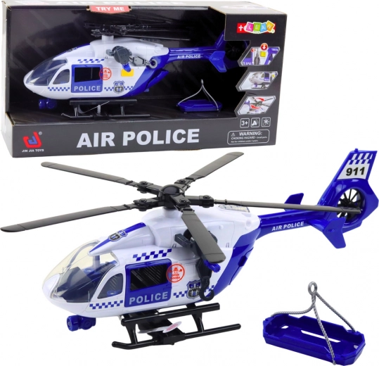 Helicóptero de policía con luces y sonidos 1:12 con gancho y camilla