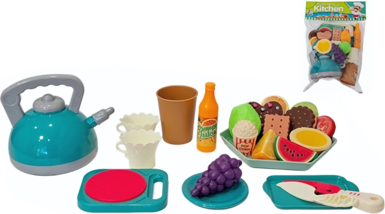 Set de cocina de alimentos y vajilla para jugar