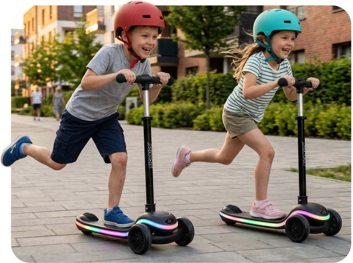 Diseño estable de tres ruedas y dirección por equilibrio