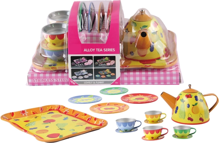 Set de té de hojalata con accesorios, 15 piezas