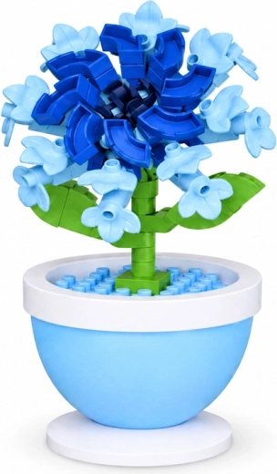 Hibisco azul en una maceta decorativa