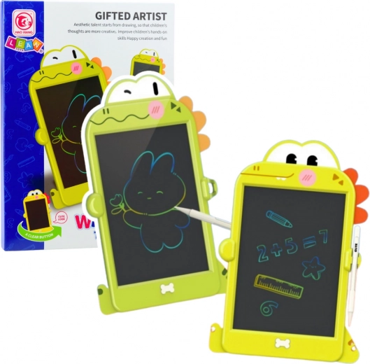 Tableta LCD para dibujar y escribir con dinosaurios verde