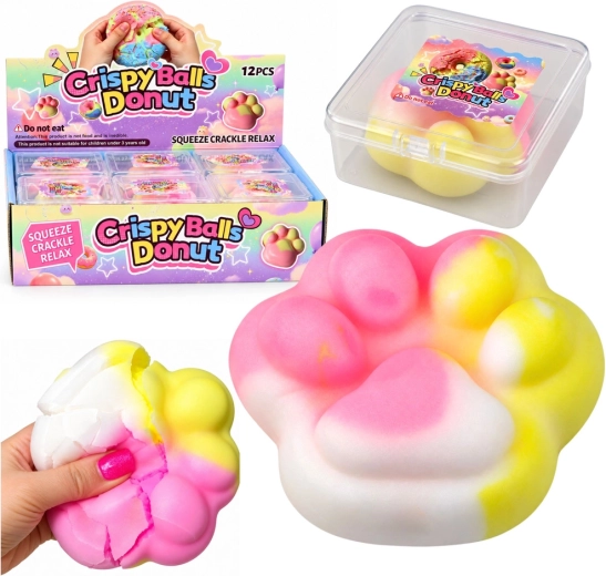 Pata de gato sensorial antiestrés para apretar, crujiente, en caja, de color pastel, 7,5 cm - 1 unidad