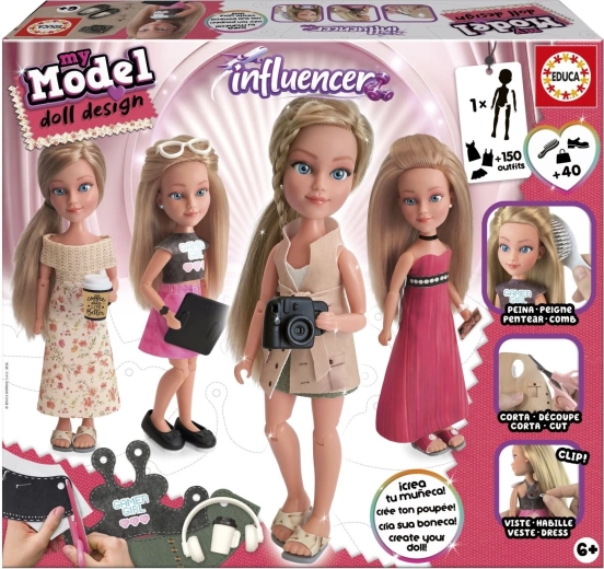 Educa My Model Doll Design, set creativo de diseño de muñecas, influencer