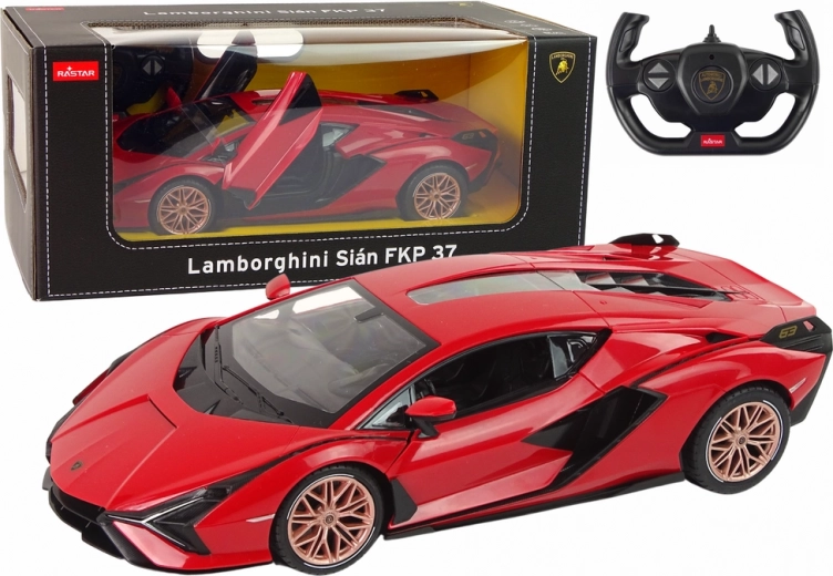 Auto R/C Lamborghini Sian FKP 37 Rastar 1:14 Rojo con control remoto
