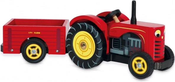 Le Toy Van tractor rojo con remolque