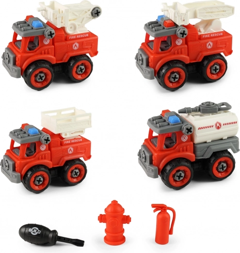 Set de camiones de bomberos atornillables con accesorios