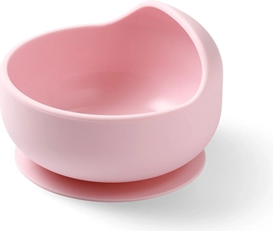 BabyOno cuenco de silicona con ventosa rosa 6m+