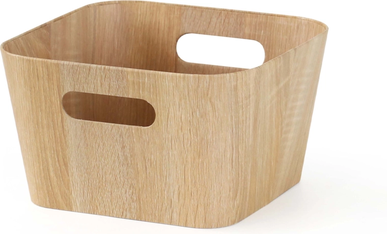 Cesta de almacenamiento con acabado efecto madera 27 × 27 × 16 cm