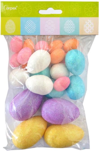Huevo decorativo con purpurina – set de 24 uds., mix de tamaños
