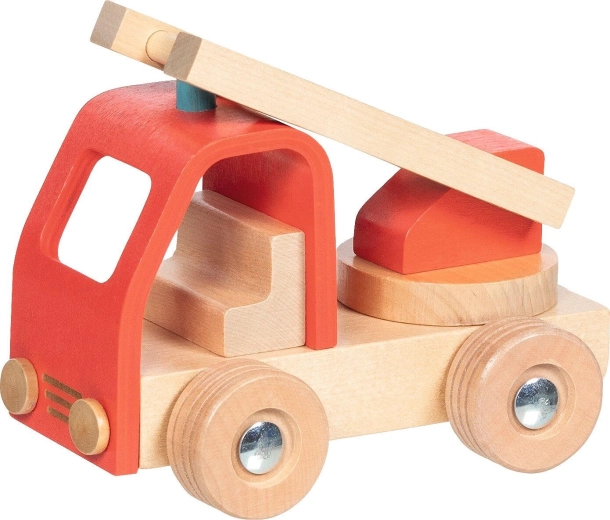 Camión de bomberos de madera con escalera