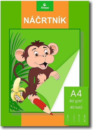 Bloc de dibujo A4, 40 hojas, 80 g/m²
