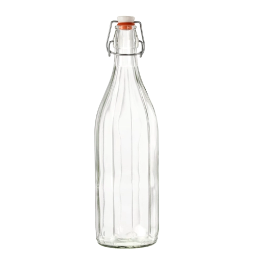 Botella de vidrio Costolata de 1 l con cierre de palanca