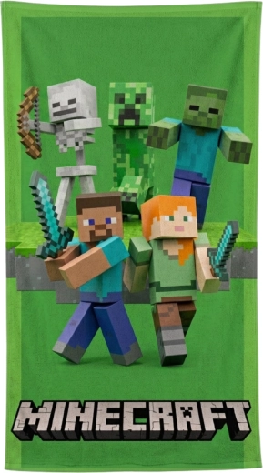 Toalla infantil de secado rápido Minecraft Green Attack 70 × 140 cm
