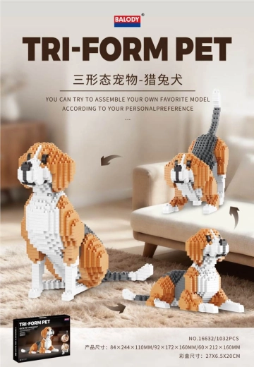 Set de construcción de perro 3 en 1, 1032 piezas