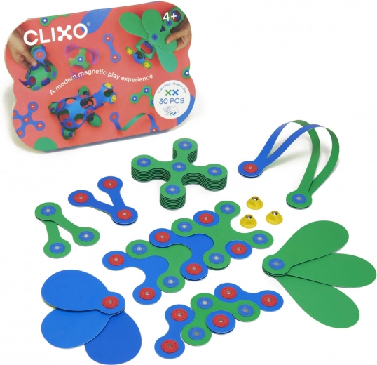 Clixo crew kit de construcción magnético azul y verde 30 piezas