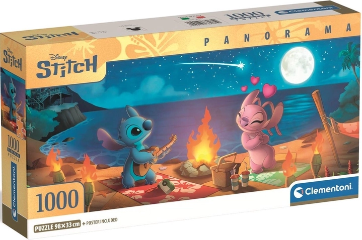Puzzle panorámico Lilo & Stitch – fogata nocturna de 1000 piezas