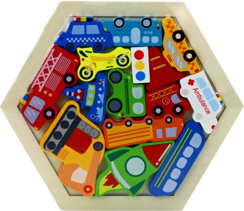 Puzzle de madera de colores cohete - 15 piezas