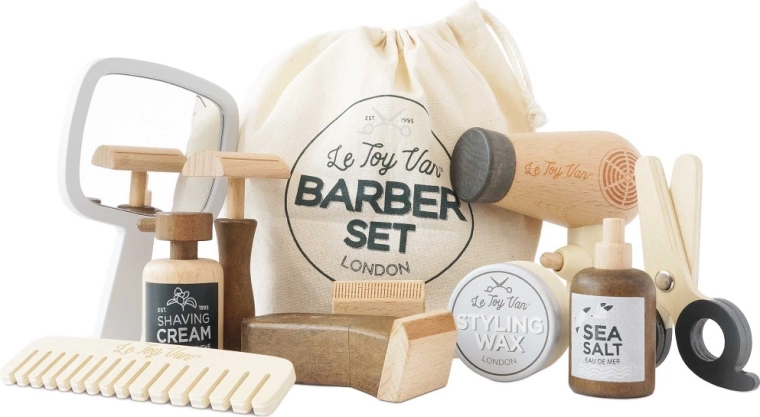 Le Toy Van set de peluquería y barbería de madera FSC para pequeños