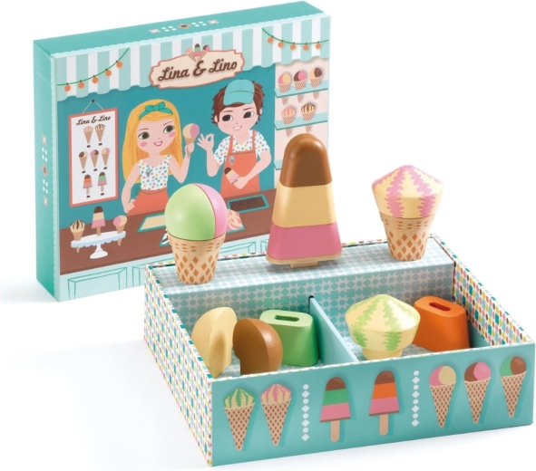 Heladería Djeco Lina y Lino – set de juego de madera