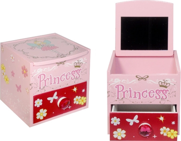 Joyero de madera con espejo Princess – rosa