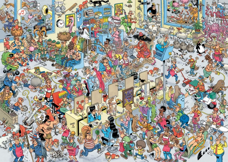 Puzle En la peluquería de Jan van Haasteren, 1000 piezas